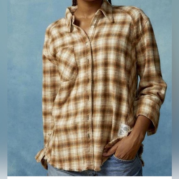 New BDG Urban Outfitters Flannel Distressed Button Down Shirt XS - Picture 1 of 6
